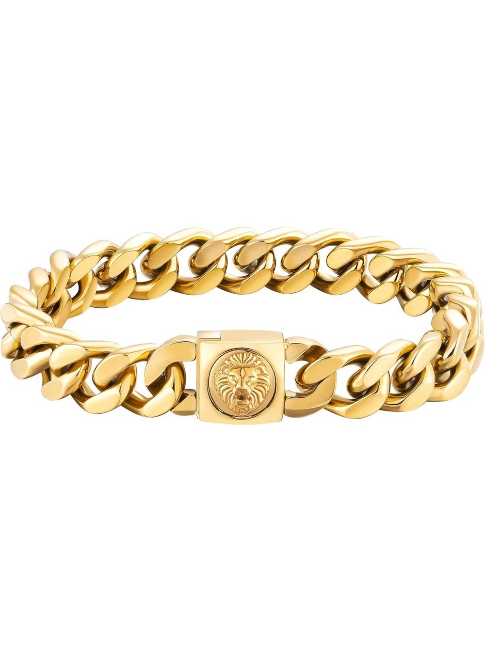 NWT KRKC&CO Gold Lion Cuban Bracelet